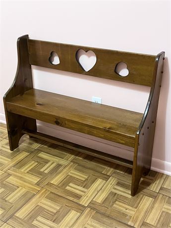 Solid Wood 3’ Wide Heart Cut Out Bench