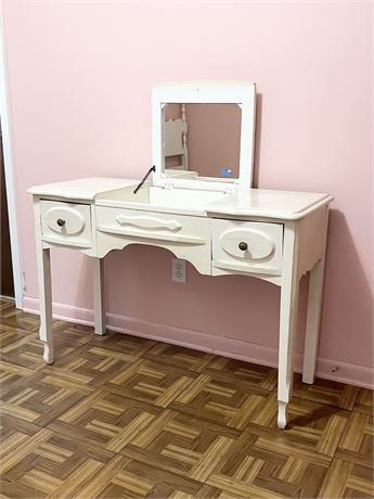 French Provincial Solid Wood Painted Mirrored Vanity