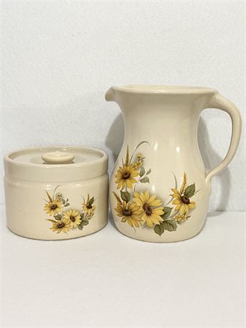 SHAKERS & THANGS ~ Daisy Pitcher & Lidded Crock